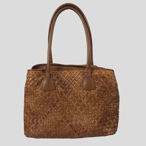 Garnet Hill Woven Leather Tote in Brown